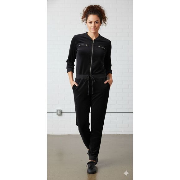 Juicy Couture Pants - VTG Juicy Couture Black Label Velour Jumpsuit Sz S Black Y2K Coverall/Jumpsuit
